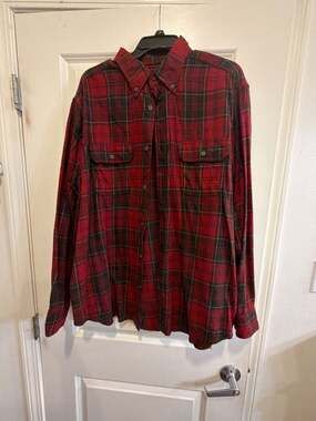 Faded Glory Mens Marron Crush Plaid Long Sleeve Button Down Flannel Shirt